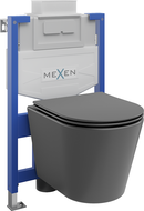 Mexen potinklinis WC komplektas Fenix XS-U su Rico WC dubeniu ir lėtai užsidarančiu dangčiu, tamsiai pilkas matinis - 685307240?