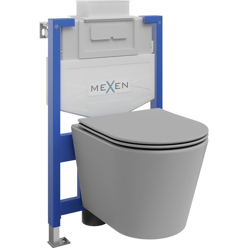 Mexen potinkinis WC rinkinys stelažas Fenix XS-U su WC dubeniu Rico ir lėtai nusileidžiančiu dangčiu, šviesiai pilkas matinis -?