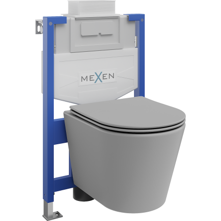 Mexen įmontuojamas WC komplektas Fenix XS-U su Rico WC dubeniu ir lėtai nusileidžiančiu dangčiu, šviesiai pilkas matinis - 6853?