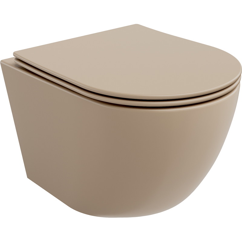 Mexen Lena Rimless WC praustuvė su lėtai nusileidžiančiu slim dangčiu, duroplast, cappuccino mat - 30224064