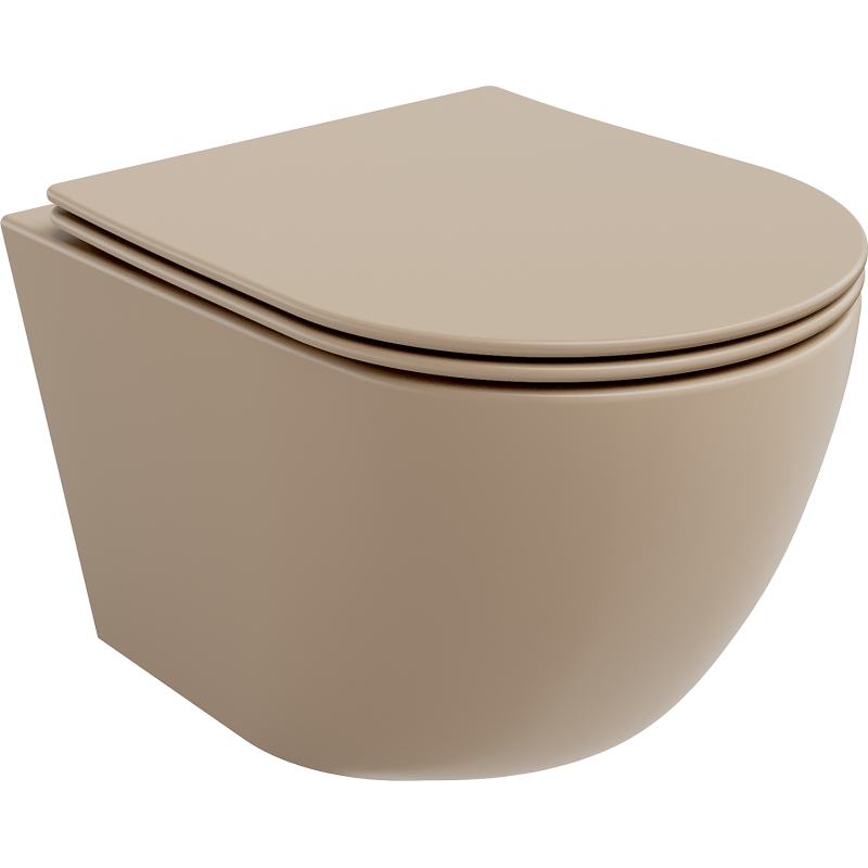 Mexen Lena wc dubuo Rimless su lėtai nusileidžiančiu dangčiu slim, duroplast, cappuccino matinis - 30224064