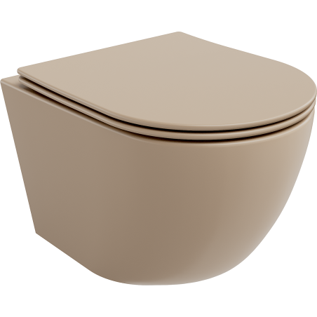 Mexen Lena wc dubuo Rimless su lėtai nusileidžiančiu dangčiu slim, duroplast, cappuccino matinis - 30224064
