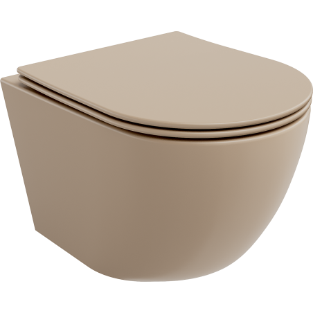 Mexen Lena wc dubuo Rimless su lėtai nusileidžiančiu dangčiu slim, duroplastikas, kapučino matinė - 30224064