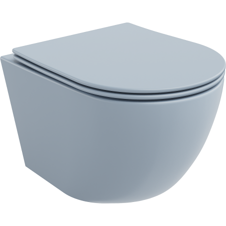 Mexen Lena beRėminis WC puodelis su lėtai nusileidžiančiu dangčiu, plonas, duroplastikas, pilkai melsvo matinio atspalvio