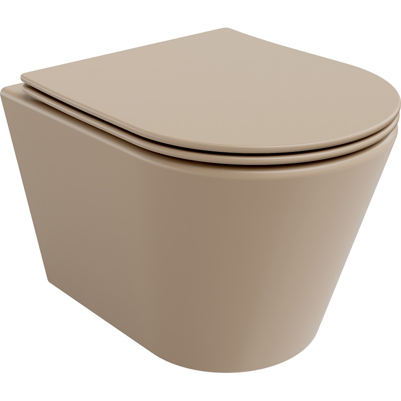 Mexen Rico pakabinamas WC su lėtaeigiu slim dangčiu, duroplast, matinė kapučino - 30724064
