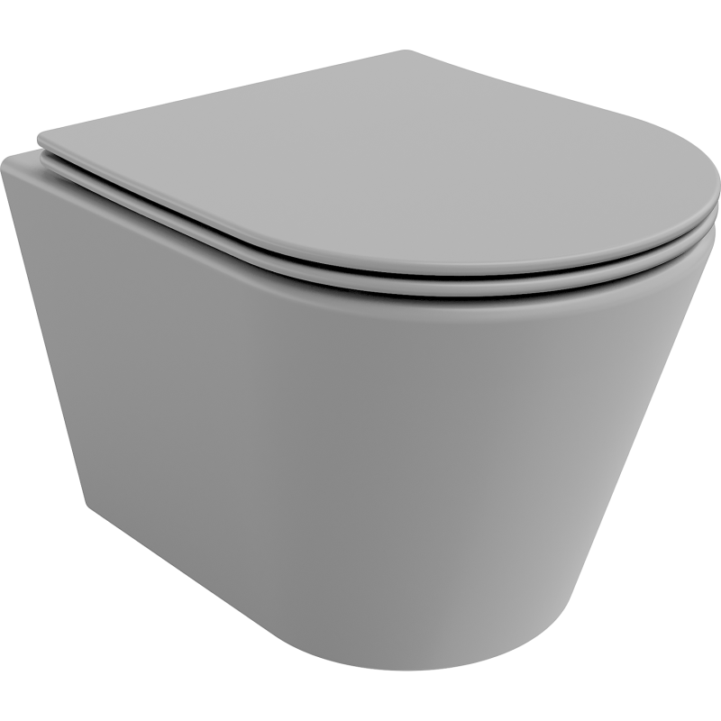 Mexen Rico pakabinamas Rimless WC su lėtai užsidarančia sėdyne slim, duroplast, šviesiai pilka matinė - 30724061