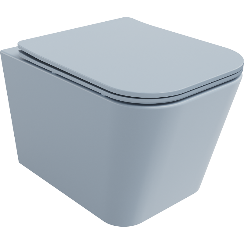 Mexen Teo WC dubenėlis rimless su lėtai nusileidžiančiu slim dangčiu, duroplast, pilkai-mėlynas matinis - 30854069