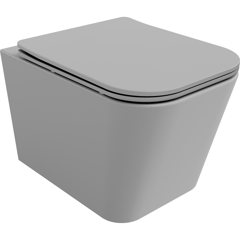 Mexen Teo wc puodas Rimless su lėtai nusileidžiančia slim sėdyne, duroplastas, šviesiai pilkas matinis - 30854061