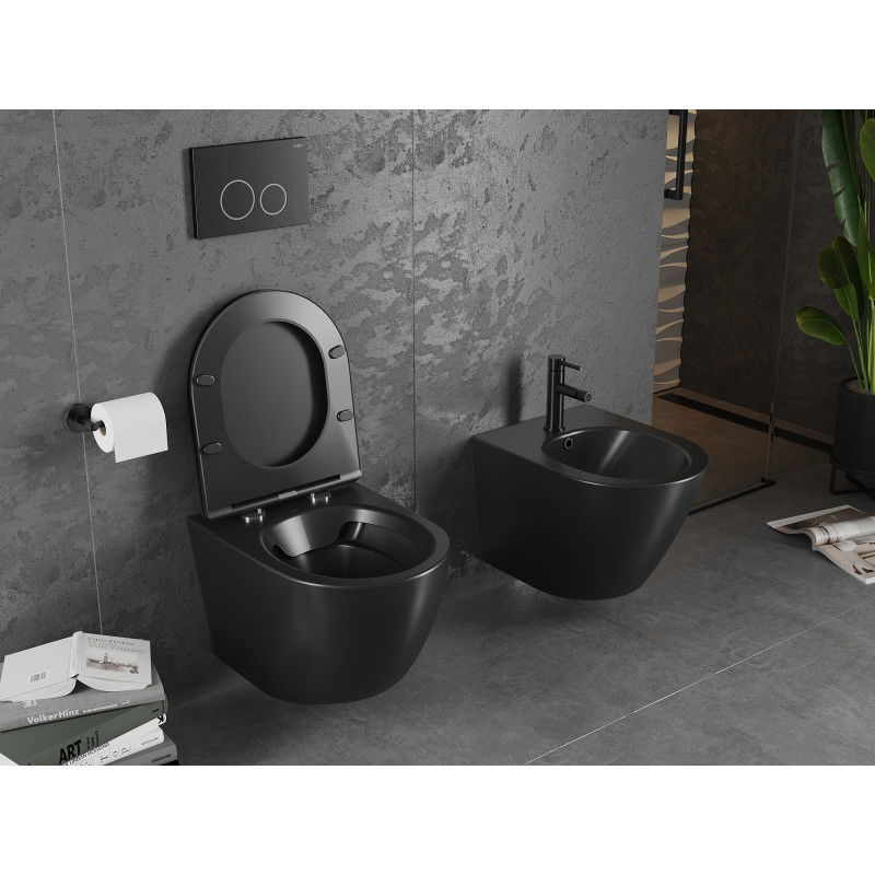 Mexen Lena pakabinamas WC dubuo Rimless, juoda matinė - 3322XX85
