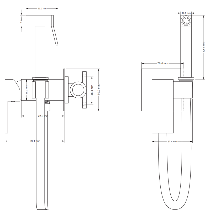 Mexen Cube įleidžiama bideto baterija su punktiniu komplektu, juoda - 7599150-70