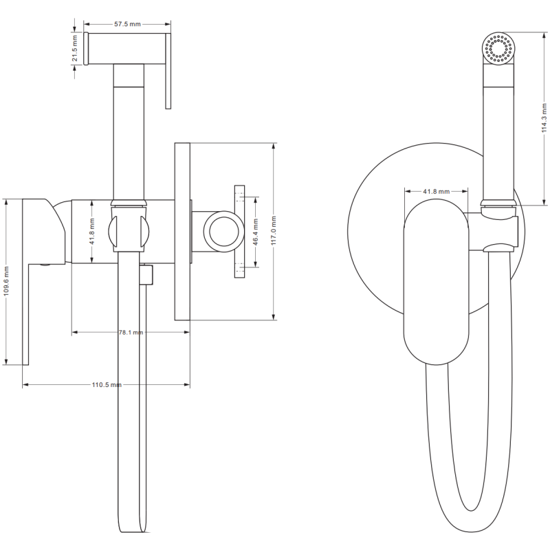 Mexen Milo potinkinis bidė maišytuvas su punktiniu komplektu, chromuotas - 7599350-00
