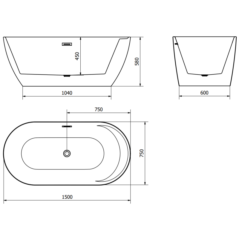 Mexen Laura laisvai pastatoma vonia 150 x 75 cm, balta - 53401507500