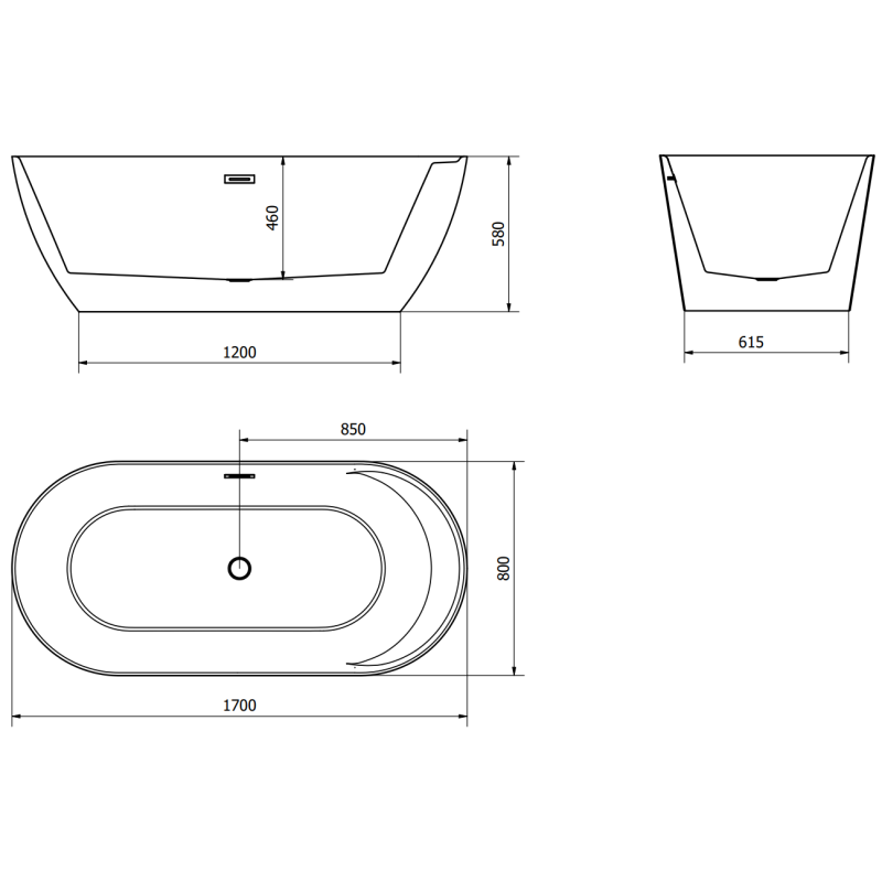 Mexen Laura laisvai pastatoma vonia 170 x 80 cm, balta - 53401708000