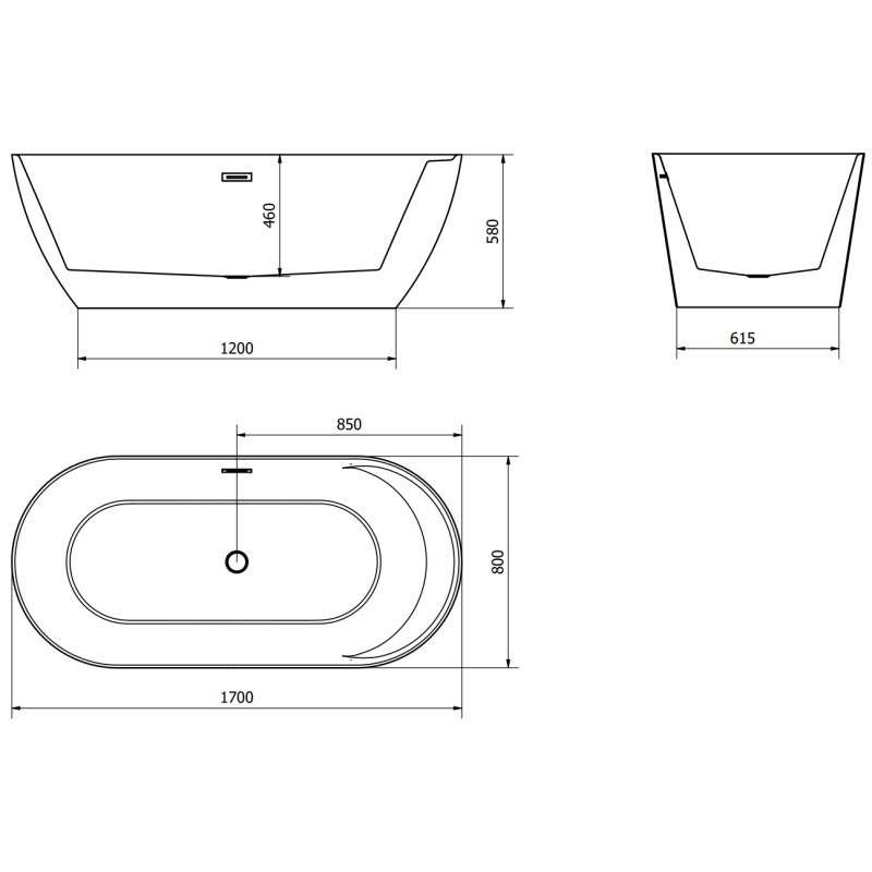 Mexen Laura laisvai stovinti vonia 170 x 80 cm, balta - 53401708000