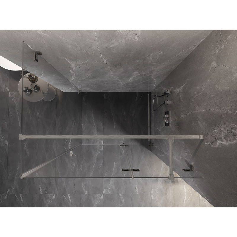 Mexen Lunar T dešinysis atverčiamas dušo kabinas 80 x 70 cm, permatomas, šlifuotas nikeliu - 834T-080-070-97-00-P