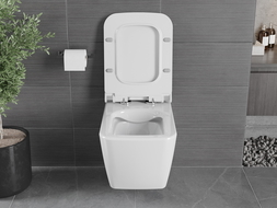 Mexen Vega WC puodelis be apvado su lėtai užsidarančiu plonu dangteliu, duroplast, blizgi balta - 30654000