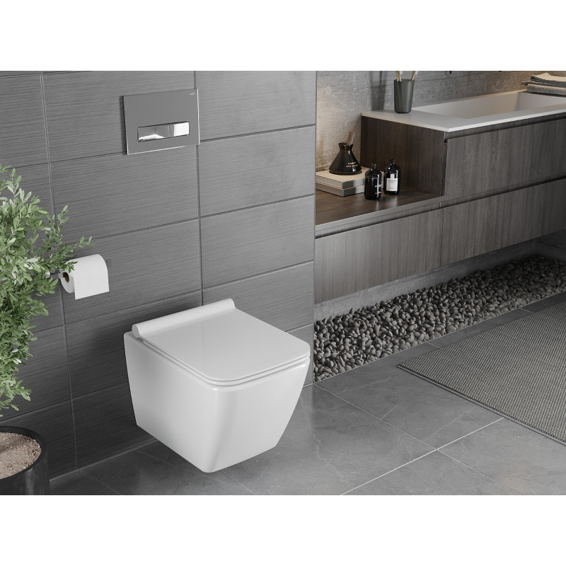 Mexen Vega WC dubuo be ratlankio su lėtai nusileidžiančiu plonu dangčiu, duroplastikas, blizgi balta - 30654000