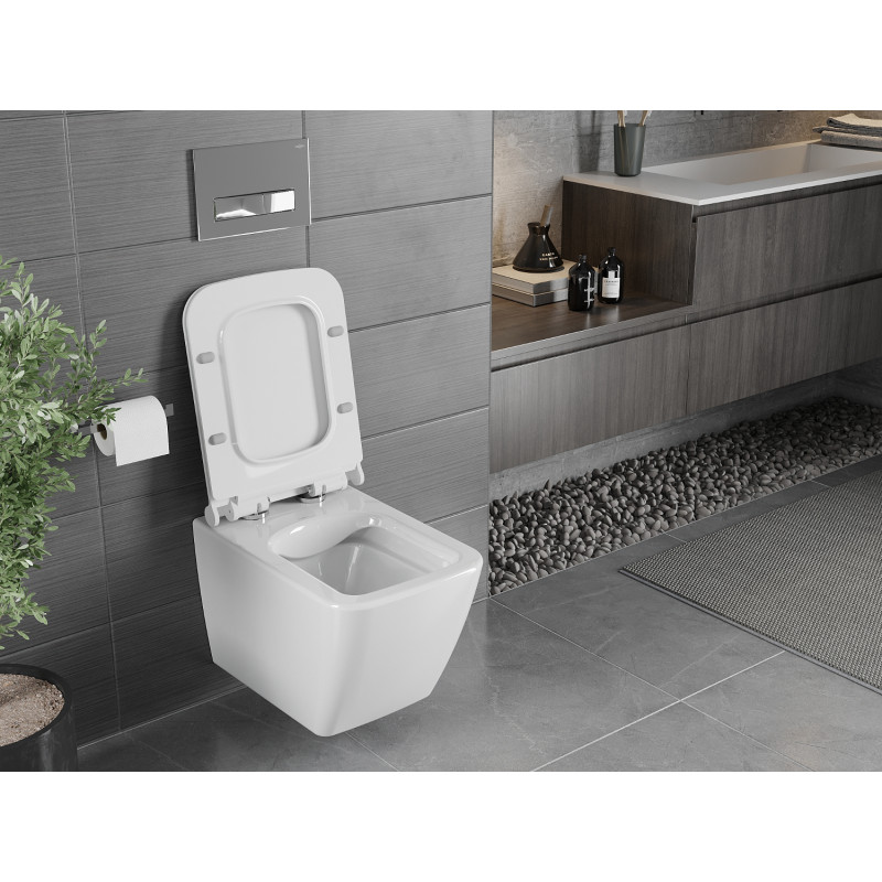 Mexen Vega WC dubuo be ratlankio su lėtai nusileidžiančiu plonu dangčiu, duroplastikas, blizgi balta - 30654000