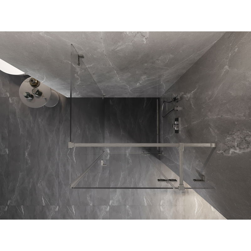 Mexen Lunar T dešinė atidaroma dušo kabina 90 x 90 cm, skaidri, šlifuotas nikelis - 834T-090-090-97-00-P