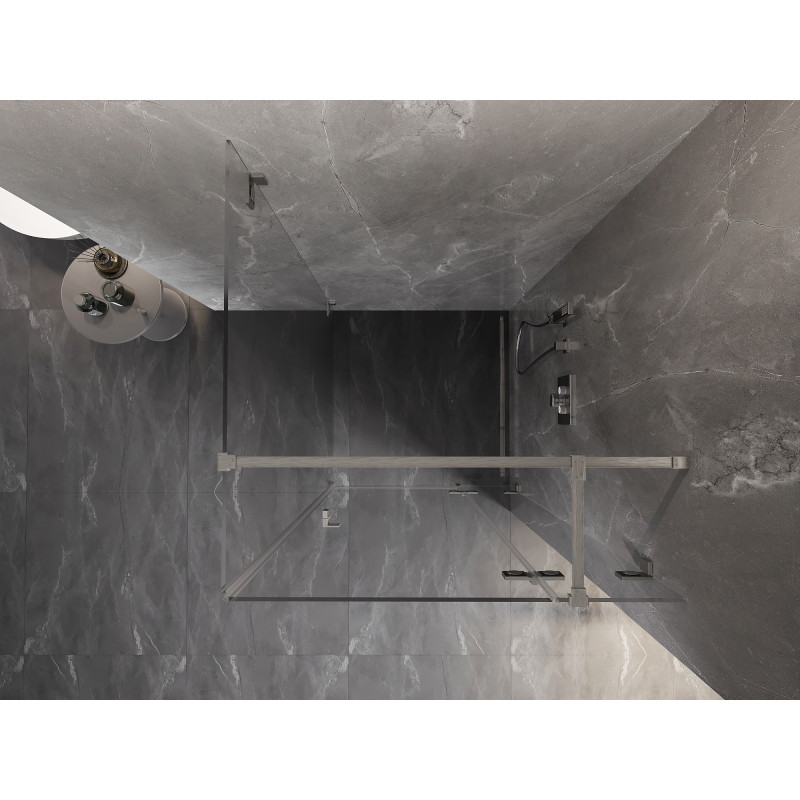 Mexen Lunar T dešinė atveriama dušo kabina 90 x 90 cm, skaidri, šlifuotas nikelis - 834T-090-090-97-00-P