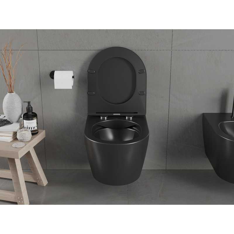 Mexen Carmen wc dubuo Rimless su lėtaeigiu, duroplastikas, juodas matinis - 30881085