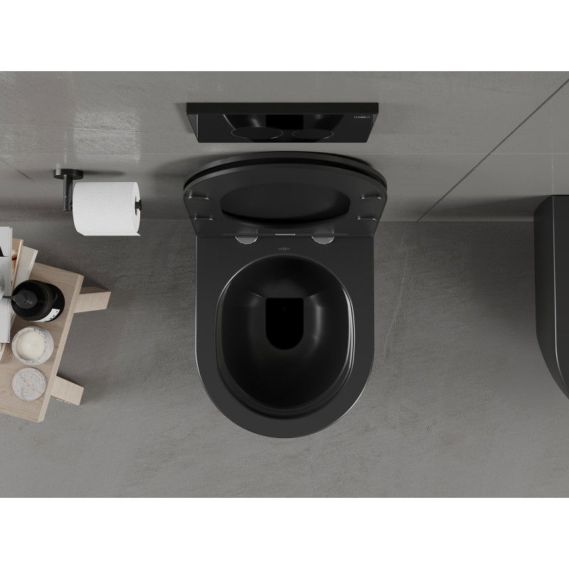 Mexen Carmen pakabinamas WC Rimless su lėtai nusileidžiančia dangteliu slim, duroplast, juoda matinė - 30881085