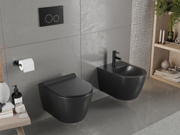 Mexen Carmen Rimless WC dubuo su lėtai nuleidžiamu plonu duroplastiniu dangčiu, juoda matinė - 30880185