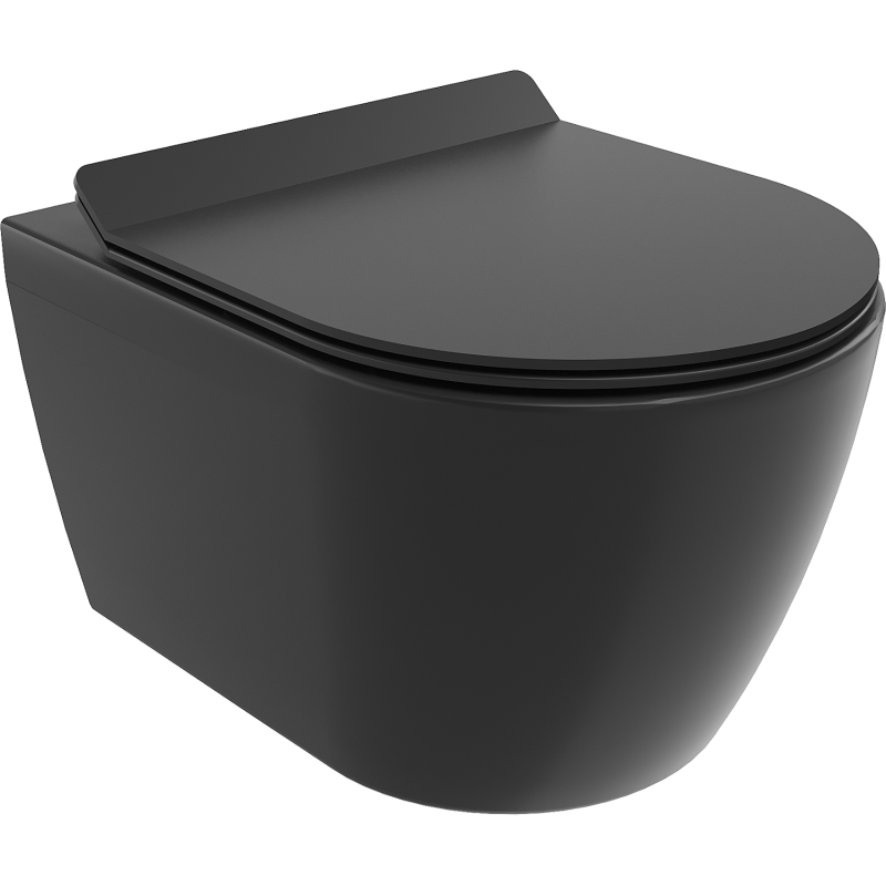 Mexen Carmen WC dubuo Rimless su lėtai nusileidžiančiu plonu dangčiu, duroplast, juoda matinė - 30880185