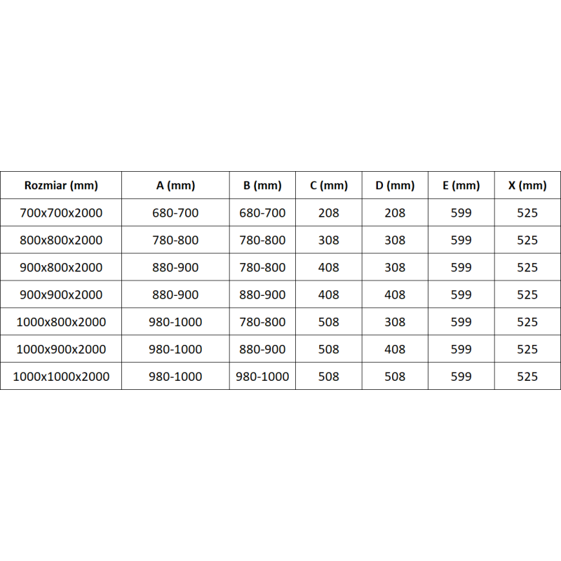 Mexen Exo penkiakampė dušo kabina su durimis, 90 x 80 cm, skaidri, chromuota - 812-090-080-01-00