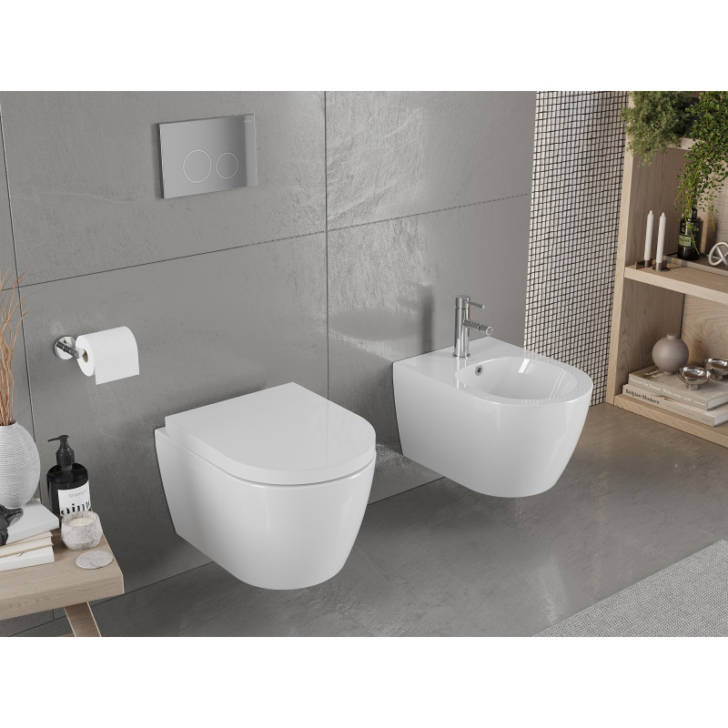 Mexen Carmen WC dubuo be ratlankio su lėtai nusileidžiančia kieta sėdyne, duroplast, blizgi balta - 30880200