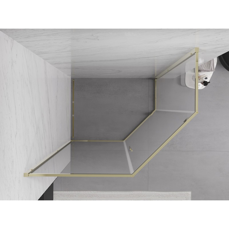 Mexen Exo penkiakampė atveriama dušo kabina 90 x 80 cm, permatoma, auksinė - 812-090-080-50-00