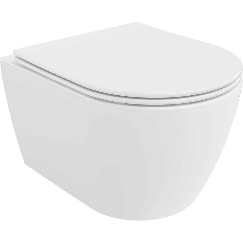 Mexen Carmen WC dubuo Rimless su lėtai nusileidžiančia plona sėdyne, duroplastinė, blizgi balta - 30880400