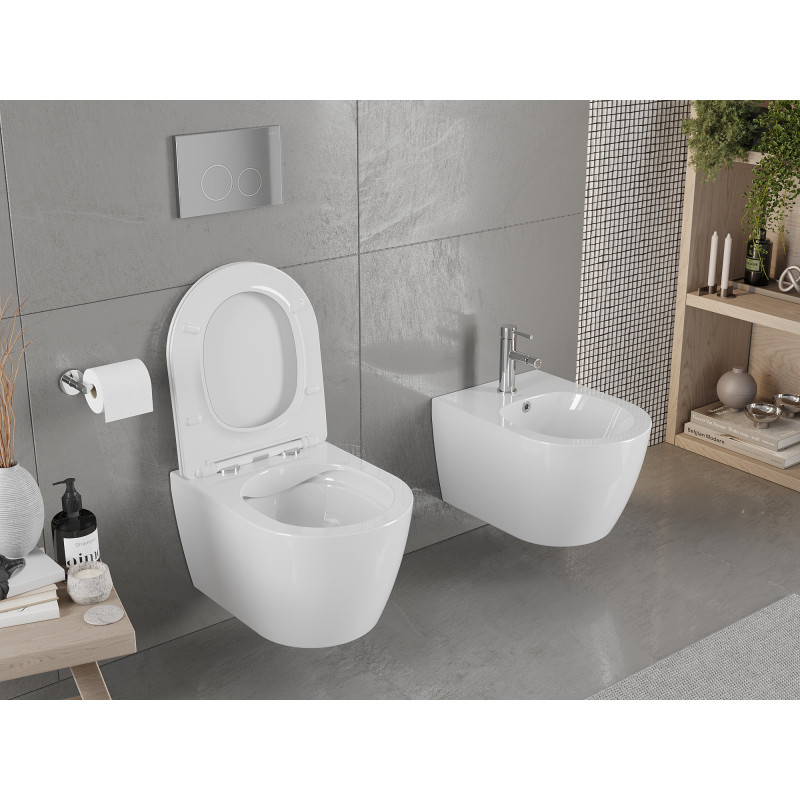 Mexen Carmen WC dubuo be Apsauginio Krašto su lėtai nusileidžiančiu plonu dangčiu, duroplastikas, blizgi balta - 30880400