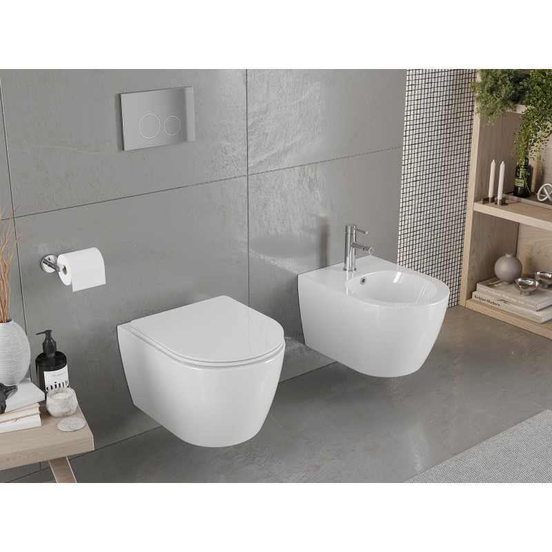 Mexen Carmen WC dubuo be Apsauginio Krašto su lėtai nusileidžiančiu plonu dangčiu, duroplastikas, blizgi balta - 30880400