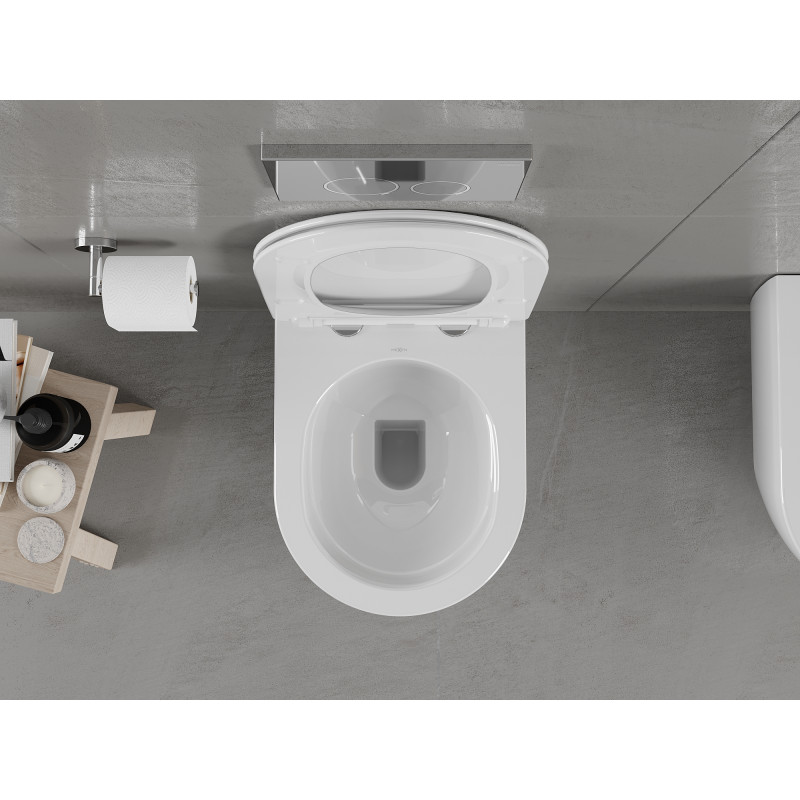 Mexen Carmen WC dubuo be Apsauginio Krašto su lėtai nusileidžiančiu plonu dangčiu, duroplastikas, blizgi balta - 30880400