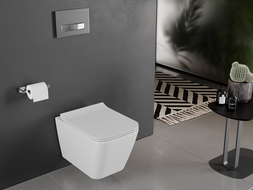 Mexen Cube WC dubuo Rimless su lėtai nusileidžiančia slim dangčiu, duroplastikas, blizgi balta - 30924000