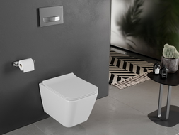 Mexen Cube WC klozetas be rėmelio su lėtai nusileidžiančiu plonu dangčiu, duroplastikas, blizgiai balta - 30924000
