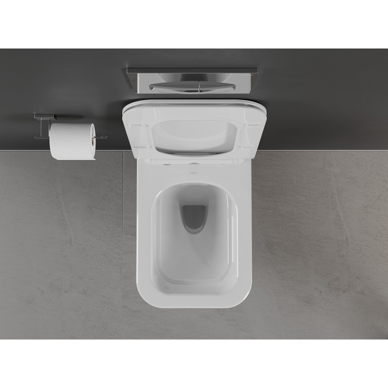 Mexen Cube WC klozetas be rėmelio su lėtai nusileidžiančiu plonu dangčiu, duroplastikas, blizgiai balta - 30924000