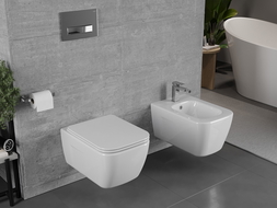 Mexen Margo pakabinamas Rimless WC su lėtai nusileidžiančiu dangčiu slim, duroplast, blizgus baltas - 30420900