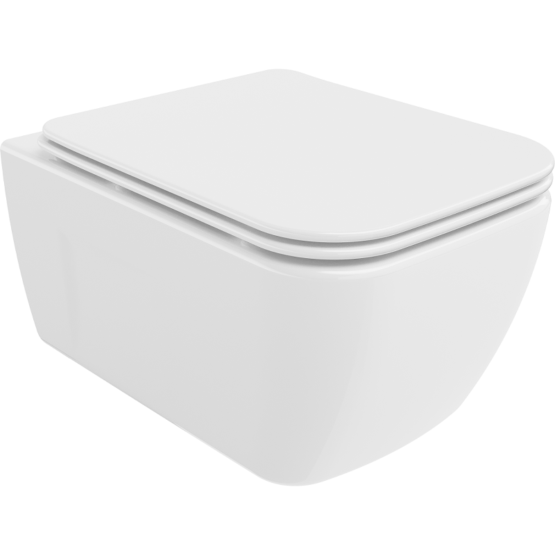 Mexen Margo pakabinamas Rimless WC su lėtai nusileidžiančiu dangčiu slim, duroplast, blizgus baltas - 30420900