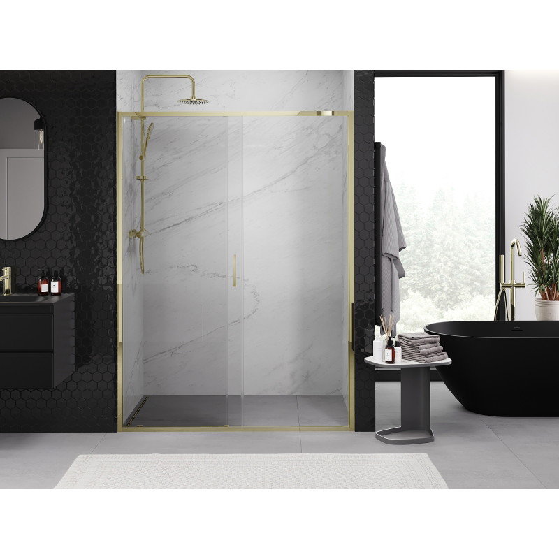 Mexen Exo-S stumdomos dušo durys 190 cm, permatomos, auksinės - 8151-190-000-50-00