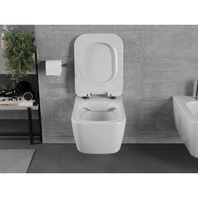Mexen Margo Rimless WC dubuo su lėtai nusileidžiančiu dangčiu slim, duroplastik, balta blizgi - 30420800