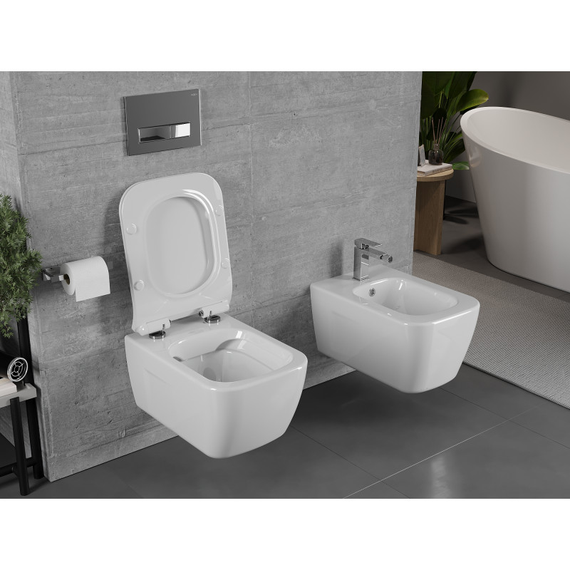 Mexen Margo Rimless WC dubuo su lėtai nusileidžiančiu dangčiu slim, duroplastik, balta blizgi - 30420800
