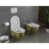 Mexen Lena WC dubenėlis Rimless su lėtai nusileidžiančiu plona lenta, duroplastikas, balta/aukso žvynų raštas - 30224008