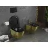 Mexen Lena WC dubuo Rimless su lėtai nusileidžiančiu plonu duroplasto dangčiu, juodas matinis/auksinės skalės raštas - 30224078