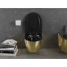 Mexen Lena pakabinamas WC su lėtaeigiu plonu dangčiu, duroplastiku, juodas matinis/auksinis - 30224076