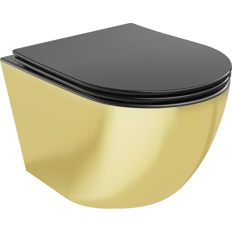 Mexen Lena tualeto dubuo be ratlankio su lėtaei krentantčiu dangčiu, duroplastikas, juoda matinė/auksinė - 30224076