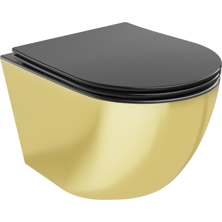 Mexen Lena tualeto dubuo be ratlankio su lėtaei krentantčiu dangčiu, duroplastikas, juoda matinė/auksinė - 30224076