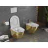 Mexen Lena WC suknelė be krašto su lėtai nuleidžiamu slim dangčiu, duroplast, balta/auksinė - 30224006