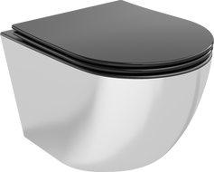 Mexen Lena WC puodas be kraštu su plona lėtai nusileidžiančia dangčiu, duroplast, juoda matinė/sidabrinė - 30224074